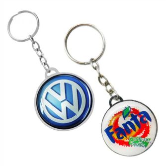 Chaveiro Metal Chapinha Redonda com Corrente