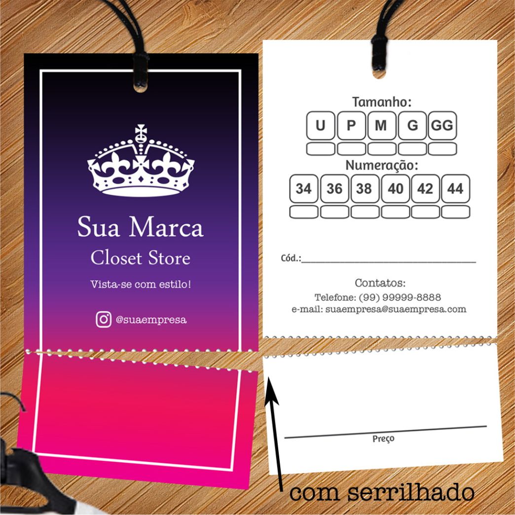 Tags em Papel Couchê com Serrilha